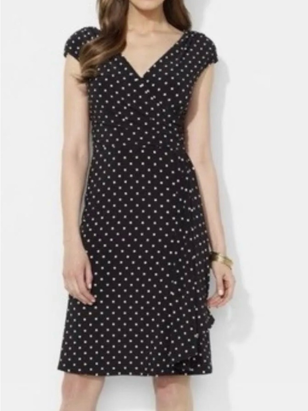 Lauren Ralph Lauren Black Midi Dress with White Polka Dots